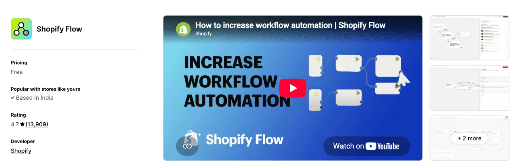 Shopify Flow store automation app on Shopify App Store