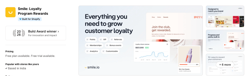 Smile Loyalty Program Rewards on Shopify App Store