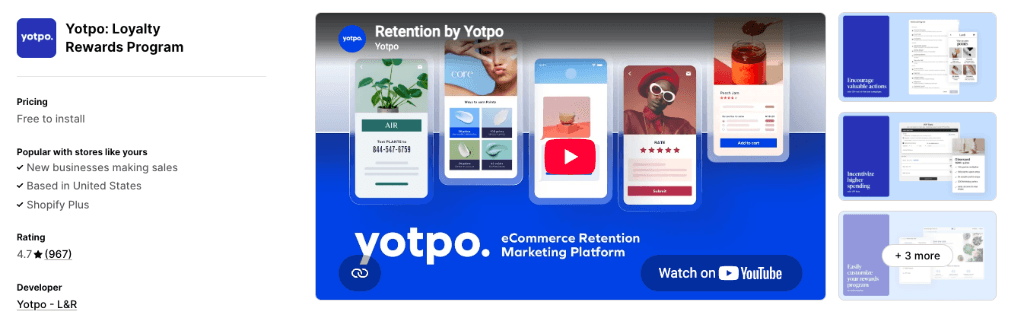 Yotpo Loyalty and Rewards Program Shopify App Store Listing